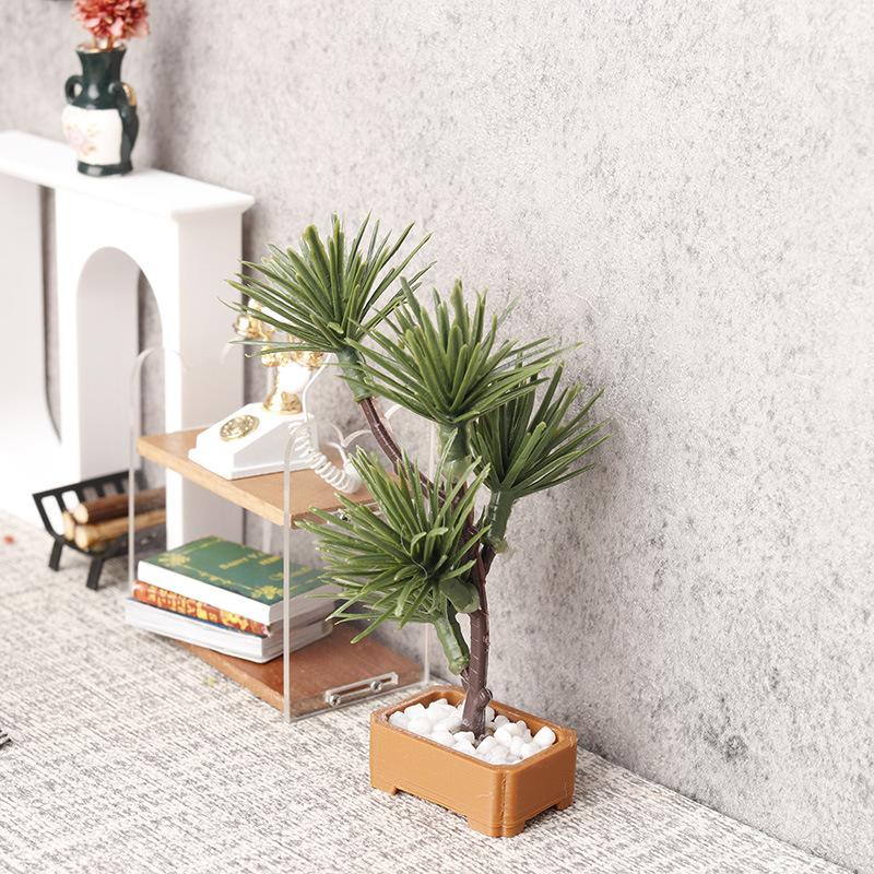 Bonsai Garden Plants - 1 個マイクロ風景庭園盆栽飾り 1/12 ドールハウスシミュレーション松の木緑植物盆栽モデルシーン装飾