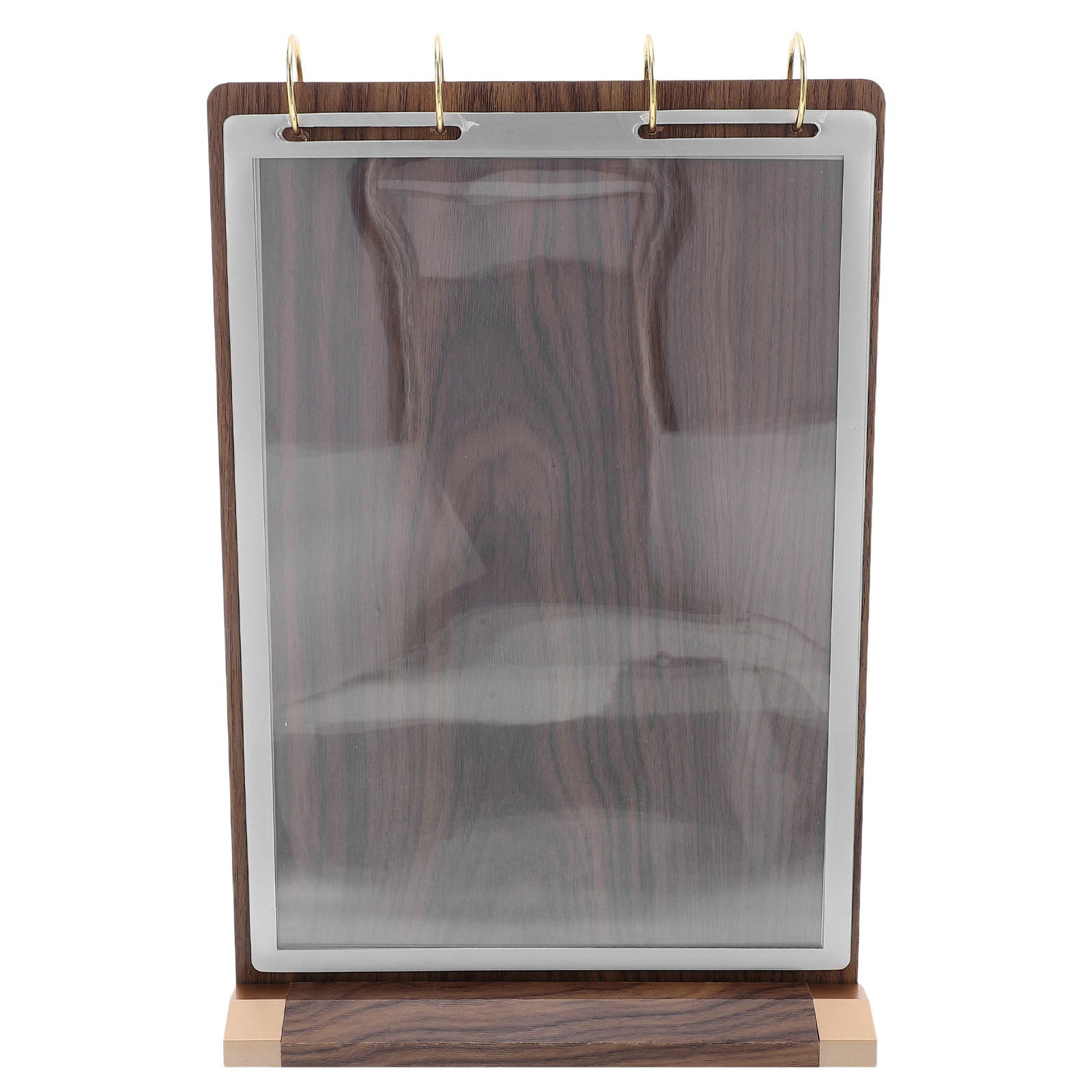 Display Stand Wood - ウォールナットウッド製A4メニューフリップディスプレイスタンド 6ページ 縦型両面テーブルメニューホルダー レストランテーブルサインディスプレイ