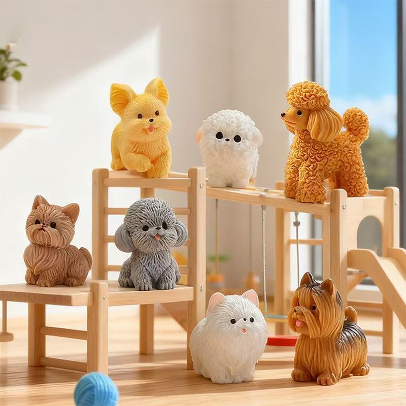 Bonsai Gardenia - かわいいテディプードルの子犬、小型犬の装飾品、樹脂製のミニチュアフィギュア、盆栽、マイクロランドスケープ、妖精の庭の装飾に最適な小さな置物