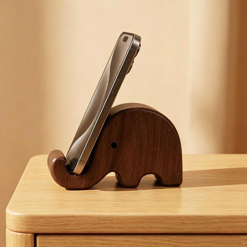 Display Stand Wood - シンプルでクリエイティブな無垢材ブラックウォールナット製スマホスタンド、名刺ディスプレイラック、ホームオフィスデスクトップデコレーション