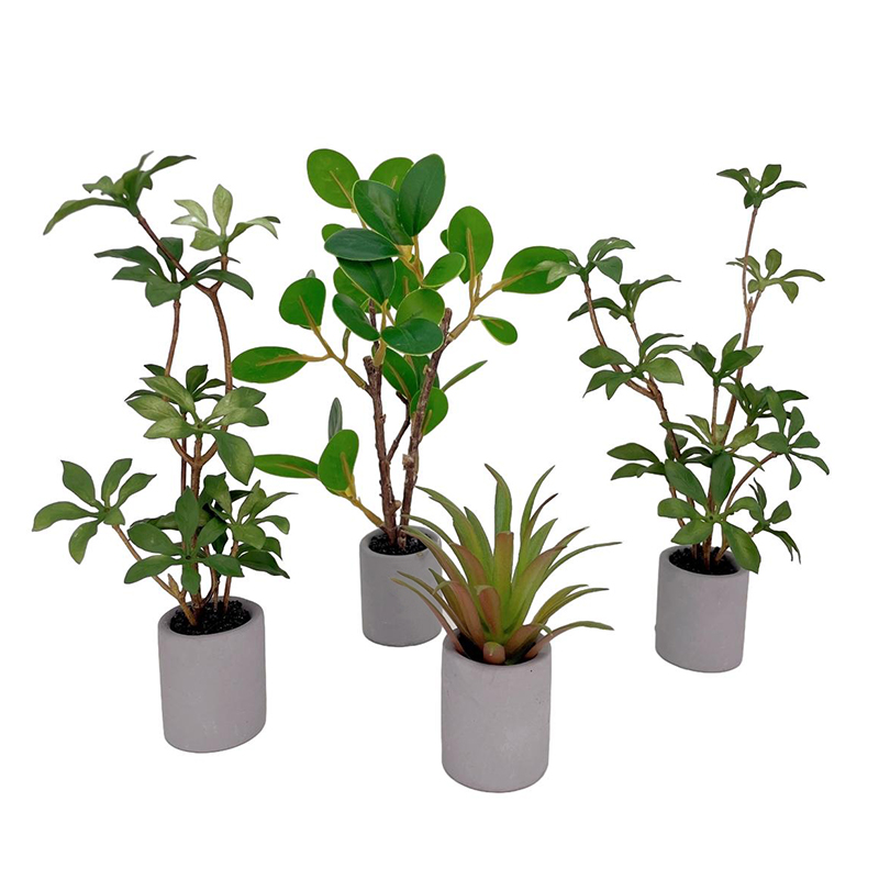 Bonsai Gardenia - ドールハウスミニチュア鉢植え、緑の葉のポット、盆栽、家の庭の装飾、おもちゃの人形、家の付属品、1:6