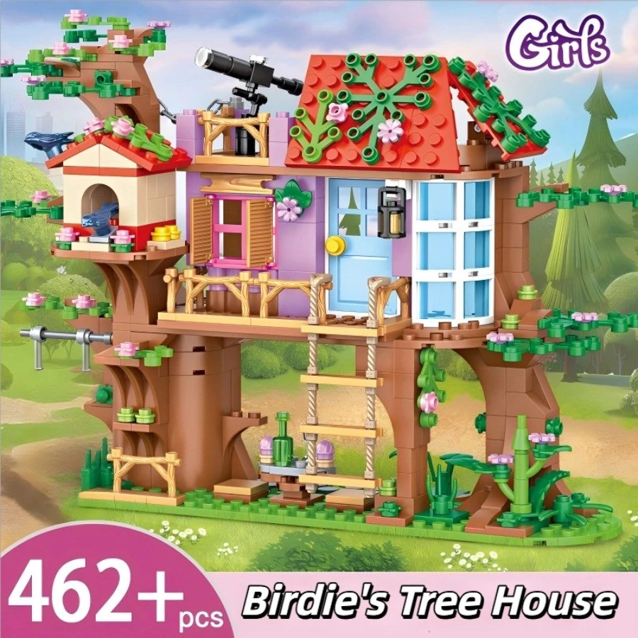 Bonsai Garden Ideas - 462 個シティフレンズバードツリーハウスビルディングブロックセット MOC ガーデンスイング階段ハウスフィギュアレンガのおもちゃ子供のためのギフト