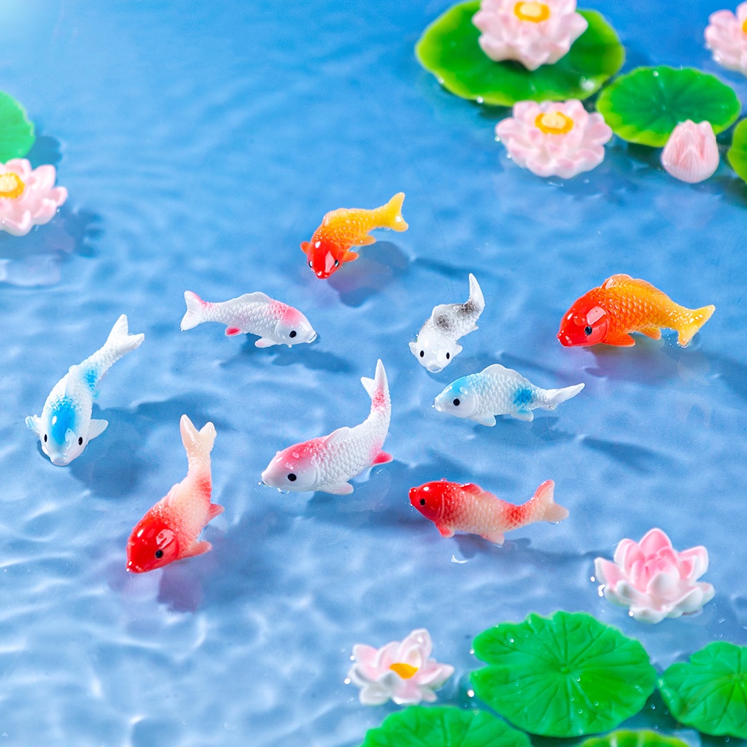 Bonsai Gardenia - 10個入り ミニ鯉魚 レジン金魚 フィギュア 盆栽像 部屋DIYクラフト