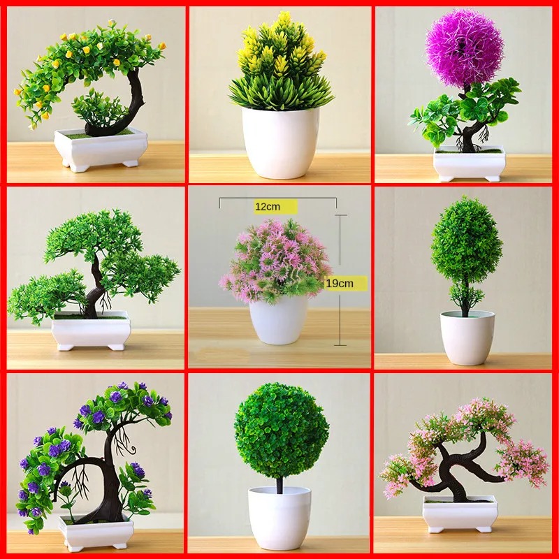 Bonsai Gardenia - 人工小型樹木鉢植え植物、偽物の盆栽、テーブル装飾用植物、家庭、オフィス、ホテル、庭の装飾用飾り物