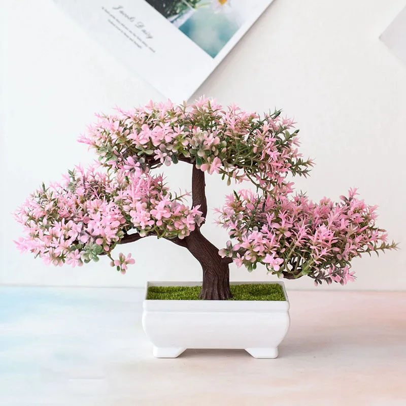 Bonsai Gardenia - 人工植物盆栽偽植物花鉢植え装飾品テーブルホームホテルの部屋の装飾庭の装飾小さなツリーポット