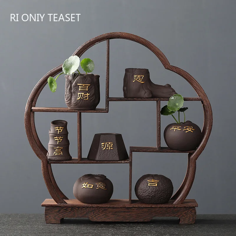 クリエイティブな紫色の粘土のお茶のペット,指紋のミニポット, - Bonsai Garden Mini のレビューと価格