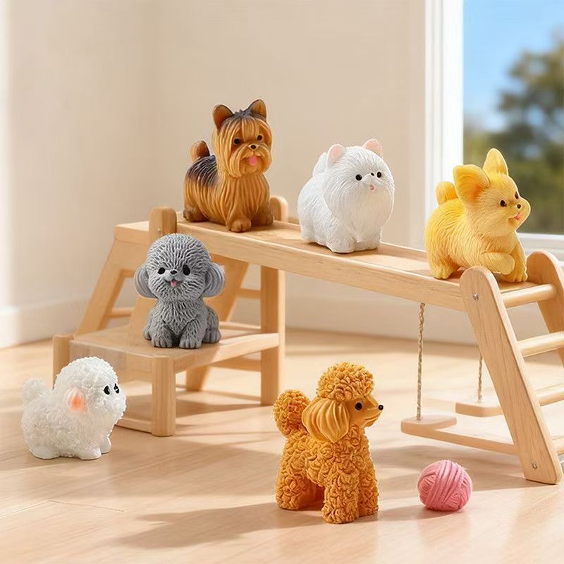 かわいいテディプードルの子犬、小型犬の装飾品、樹脂製のミニチ - Bonsai Gardenia のレビューと価格