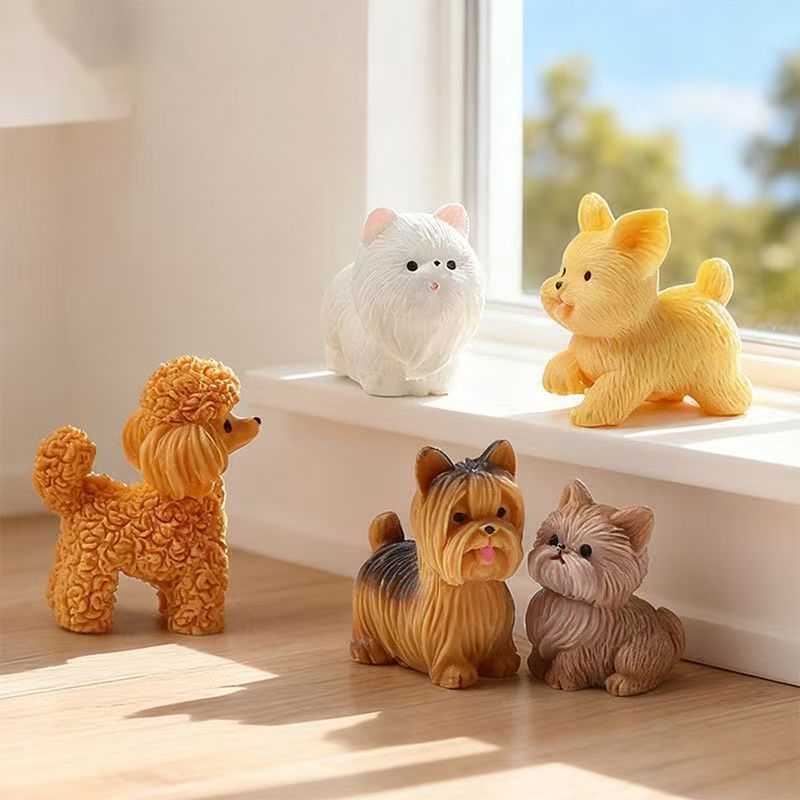 かわいいテディプードルの子犬、小型犬の装飾品、樹脂製のミニチ - Bonsai Gardenia のレビューと価格
