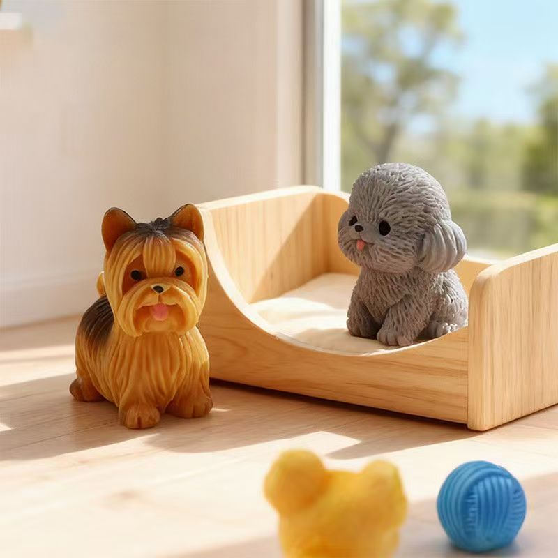 かわいいテディプードルの子犬、小型犬の装飾品、樹脂製のミニチ - Bonsai Gardenia のレビューと価格