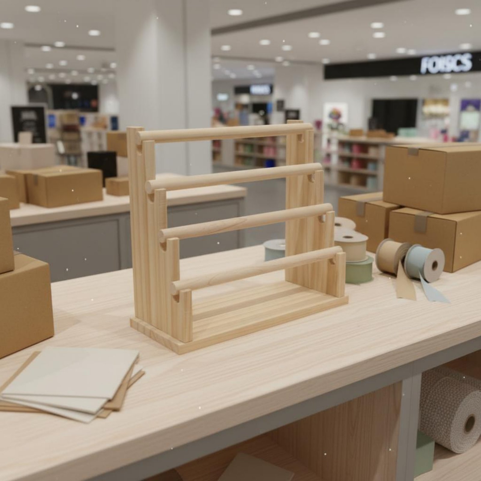 デスクトップジュエリーラック 天然木製 多層ヘアゴムオーガナ - Display Stand Wood のレビューと価格