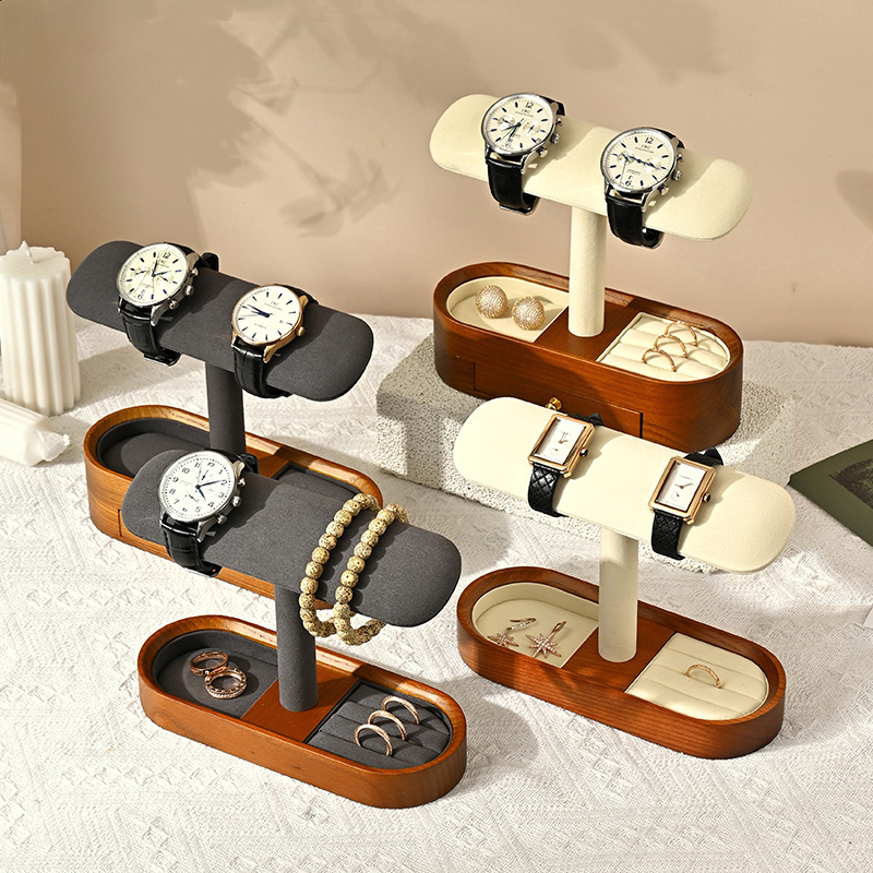 Oirlv 無垢材時計オーガナイザー棚 T バー時計ホルダー - Display Stand Wood のレビューと価格