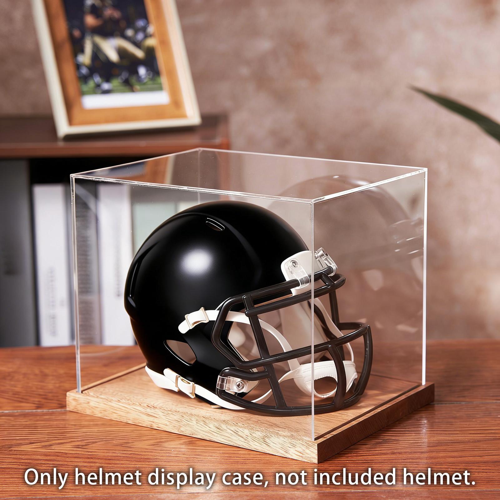 サッカーヘルメットケース クリアボックス 木製スタンド付き  - Display Stand Wood のレビューと価格
