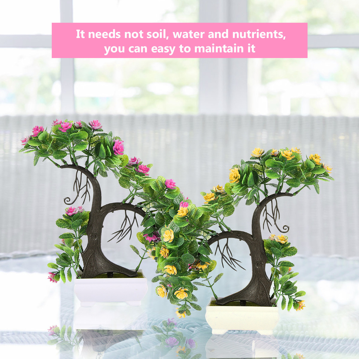 2個入りプラスチック盆栽飾り付け、シミュレーションフラワー植 - Bonsai Garden Resort のレビューと価格